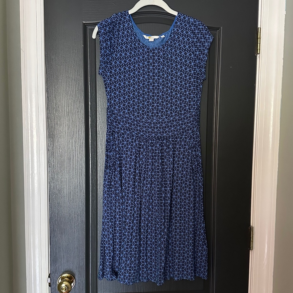 Boden Amelie Blue Mosaic Tile Print Jersey Dress | Size 8P